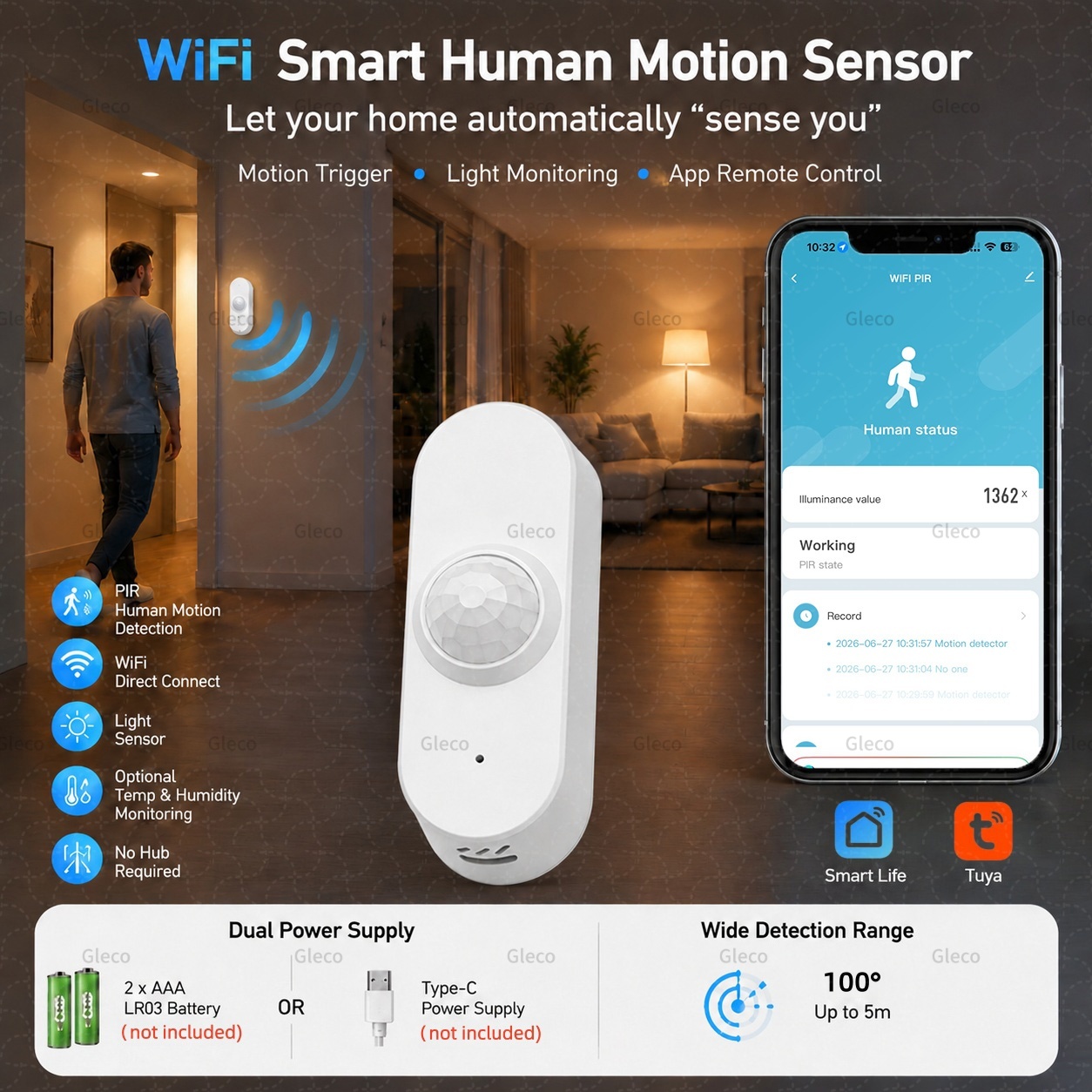 Smart Home Wiser - Czujnik ruchu PIR Tuya Wifi Smart